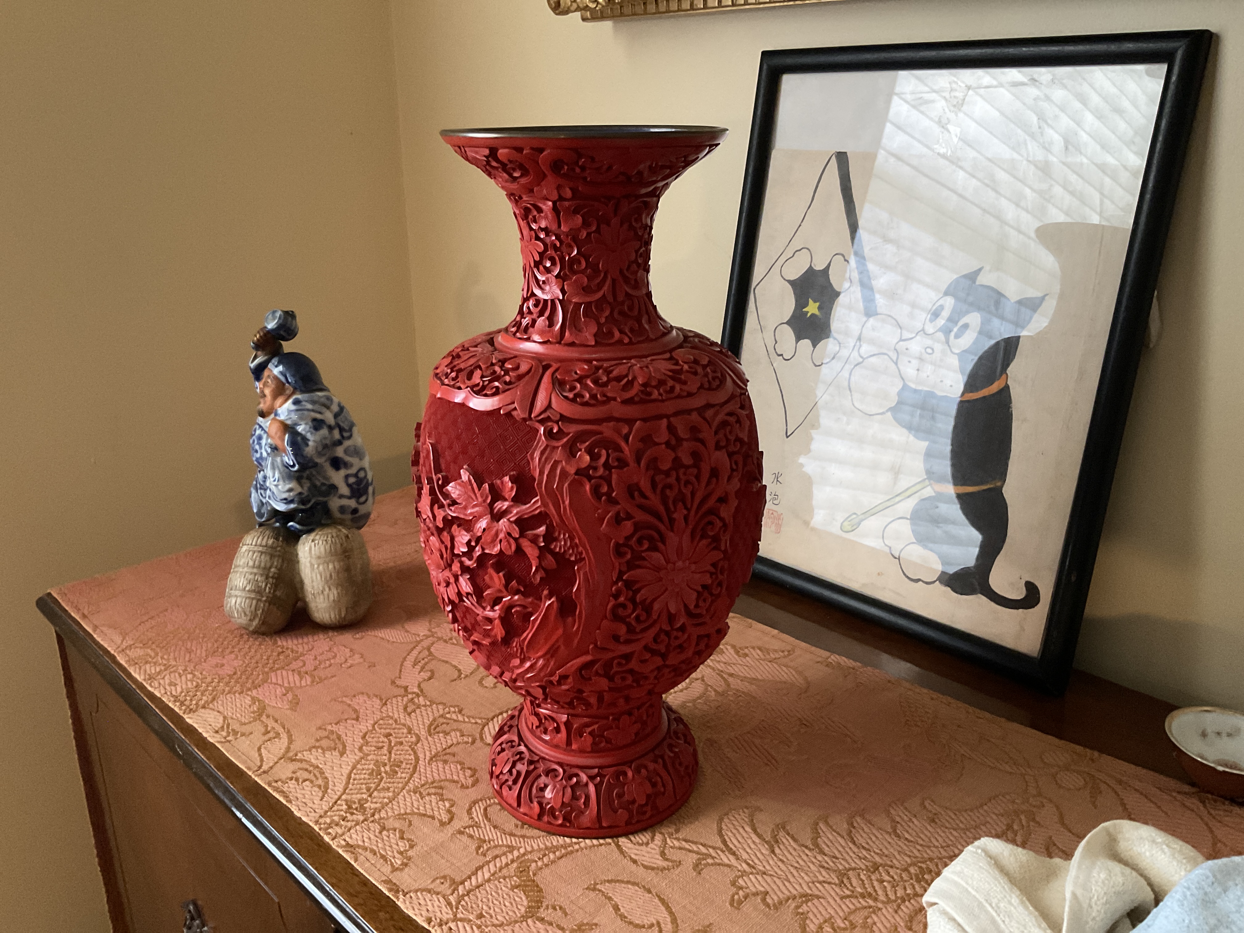 Cinnabar vase 12 inch